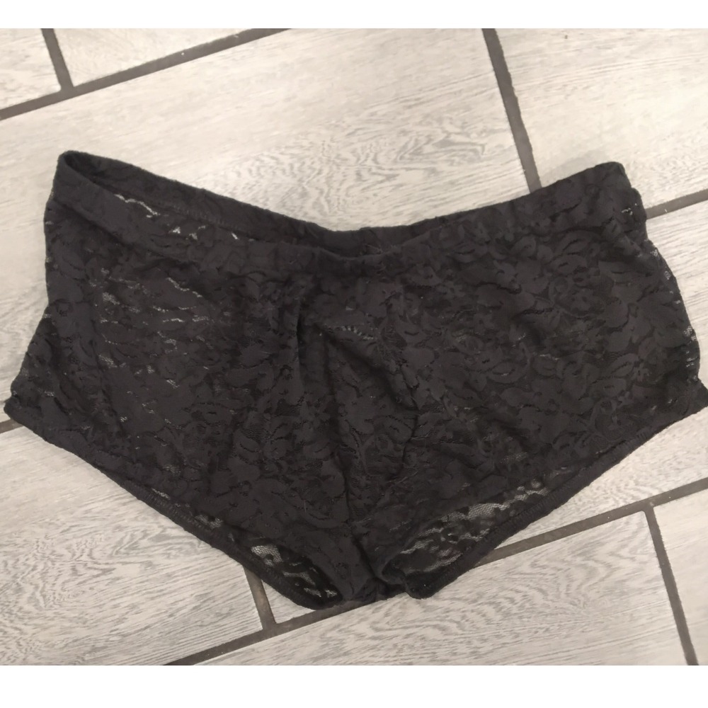 Male Power Mens Black Lace Boxer Briefs Sheer Floral Underwear Size L 36-38 NWT